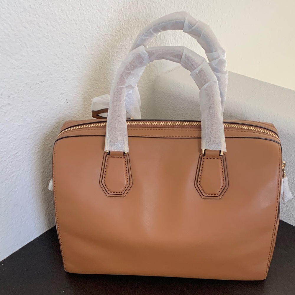 Michael Kors Brown Satchel with Gold Floral Details - Picture 5 of 16